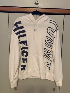 Tommy Hilfiger Sport Logo white and navy Hoodie – Women’s Size Large